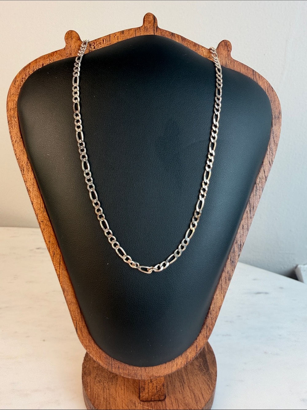 Vintage 925 Italy Sterling Silver Figaro Chain Necklace